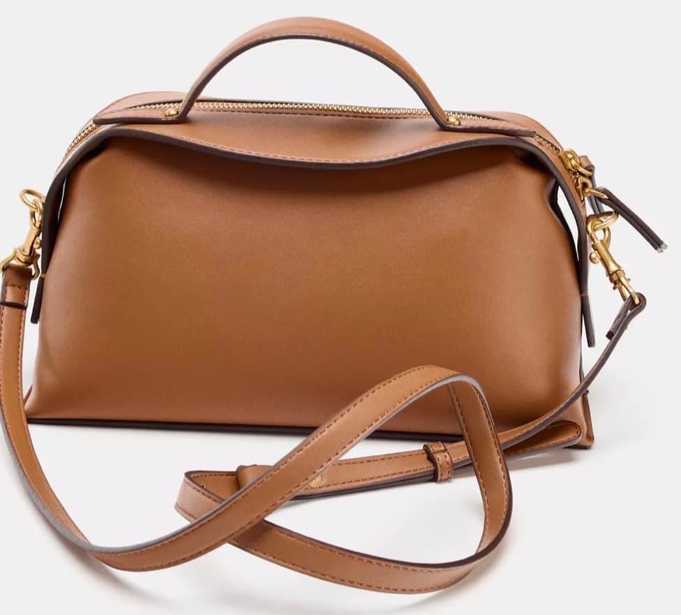 Tan Leather Boston Bag