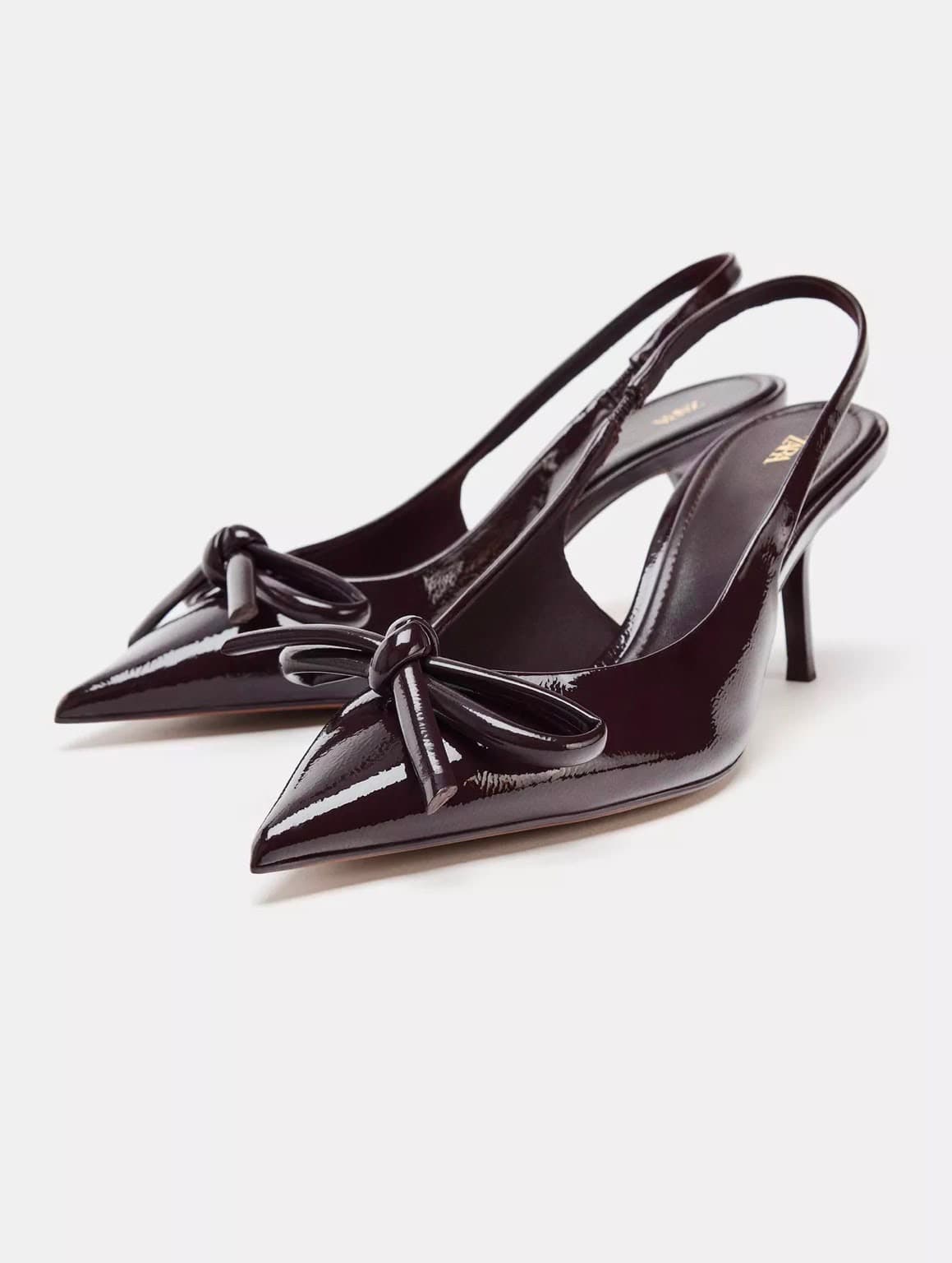 Burgundy Patent Bow Slingbacks