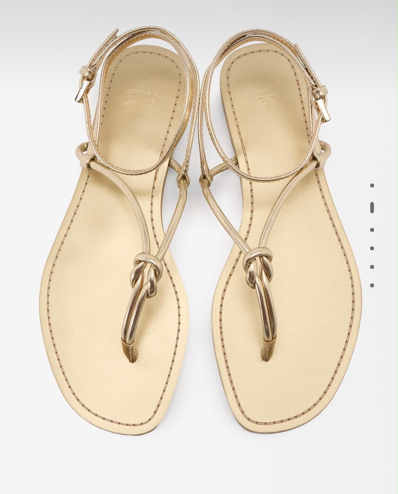 Gold Knot T-Strap Sandals